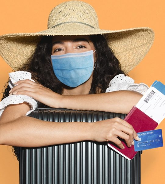 Tourist travel in mask at airport